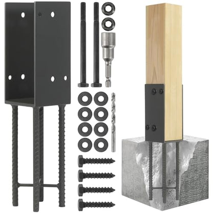 2 Pack Heavy Duty Stainless Steels U-Shape 4"x4"(Actual 3.5"x3.5") Wet Concrete Fence Post Holder, Psot Base, for Fence, Deck Railing, Pergola Wood Post Bracket Anchor (Dark Grey) - size: 4"x4"(Actual 3.5"x3.5")