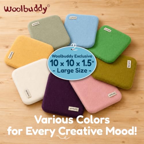Woolbuddy Needle Felting Mat 10 x 10 x 1.5 Inch (White), Pure Wool Felt Pad - color: White