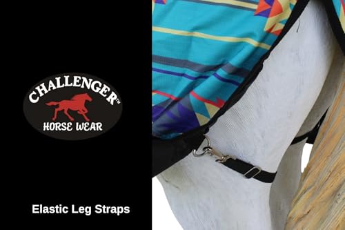 Challenger 1200D Turnout Waterproof Rain Horse Sheet Light Winter Blanket 378B - color: Turquoise Aztec, size: 84 inches