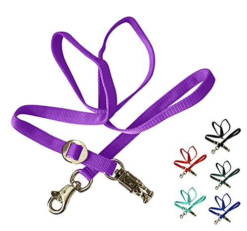 Majestic Ally Double Thick 36" to 72" Trailer Tie for Horse Haulage, Cross tie with Adjustable Buckle, Panic Snap and Bull Snap – 1" Wide by 36" to 72" Long (Purple) - color: Purple