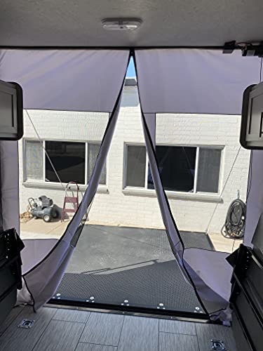 Dune Sport Toy Hauler Ramp Door Screen Wall, White Canvas w/Black Screen