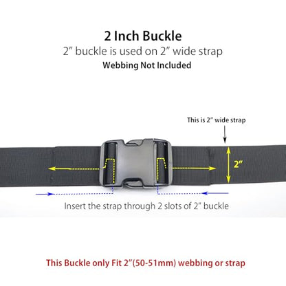 Quick Side Release Buckle, Heavy Duty Plastic Snap Buckle Clip Clasp Fasteners for Backpack Strap - style: 2 Inch - 2 Pieces