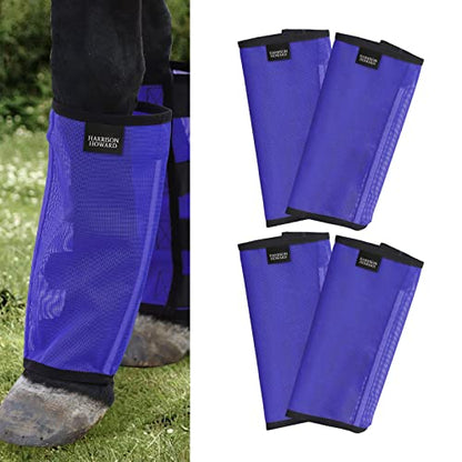 Harrison Howard Loose Fitting Fly Boots UV-Protective Extra Tough Mesh Ventilated Four Fasteners Stay-on Design Protect Horse Legs & Stomp-Reducing Set of 4 Deep Navy Mini - color: Deep Navy, size: Mini