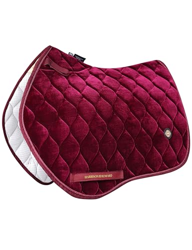 Harrison Howard Close Contact Horse Saddle Pad for Jumping, w/Velvet Hue - color: Burgundy