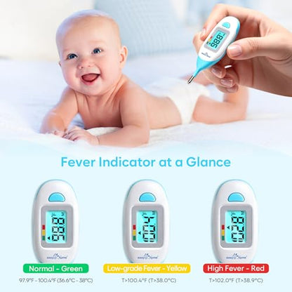 Easy@Home Baby Rectal Thermometer with Fever Indicator, Clear LCD Display for Fast Readings, Soft Flexible Tip for Infant & Newborn Use – EMT-027