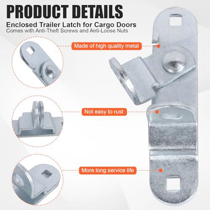 GDW Cargo Trailer Door Latch Hasp Keeper, 2-Pack with Screws & Nuts | For Ramp Padlock, Race Bar Lock Handle, Enclosed Car Hauler, Includes 4 Screws & 4 Nuts