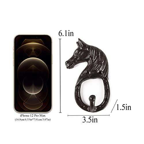 BRASSTAR Cast Iron Horse Head Single Wall Coat Hook Hanging for Coats, Bags, Hats, Towels, Keys, Rustic Retro Home Decorative Gift TQGJPT269 (1)