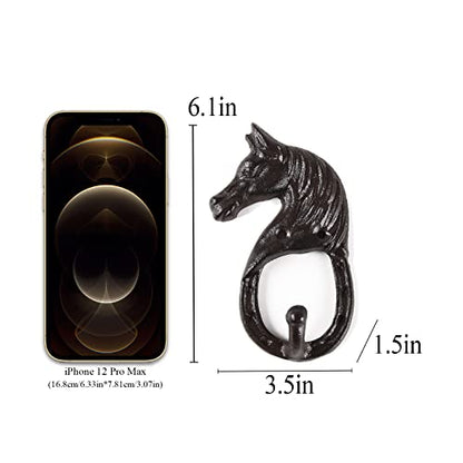 BRASSTAR Cast Iron Horse Head Single Wall Coat Hook Hanging for Coats, Bags, Hats, Towels, Keys, Rustic Retro Home Decorative Gift TQGJPT269 (1)