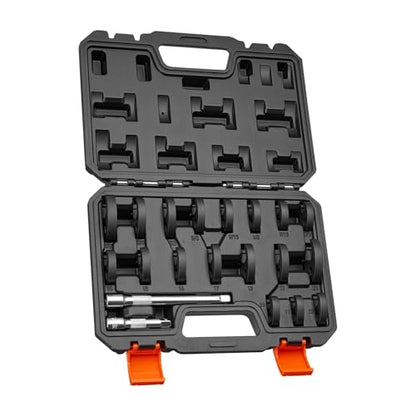 VEVOR Crowfoot Wrench Set, 3/8" Drive, 20-Piece Metric and SAE Size Flare Nut Crows Foot Wrenches, with Storage Case, Dual Size Markings on Tools and Case, for Auto Maintenance - size: 3/8" 20 PCS