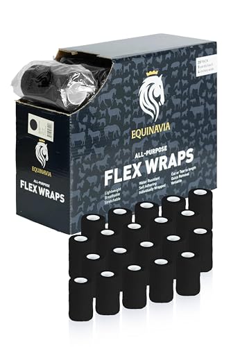 Equinavia 20 Pack Self Adhesive Bandage Wrap, 4 Inch Vet Wrap for Horses - color: Black