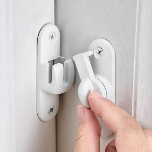 Matte White 90/180 Degree Barn Door Latches,Flip Gate Lock - color: Matte White