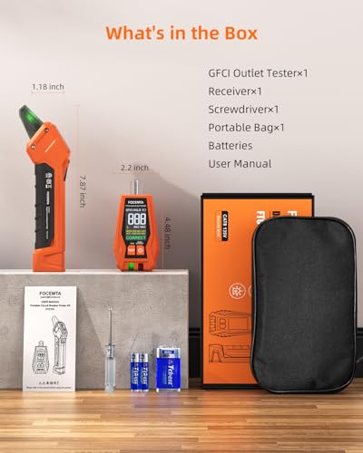 Circuit Breaker Finder & GFCI Outlet Tester with Digital LCD Display, 90-135V Electrical Circuit Tracer Tool for Electricians/DIY – Lightweight (Includes Batteries & Carrying Case)