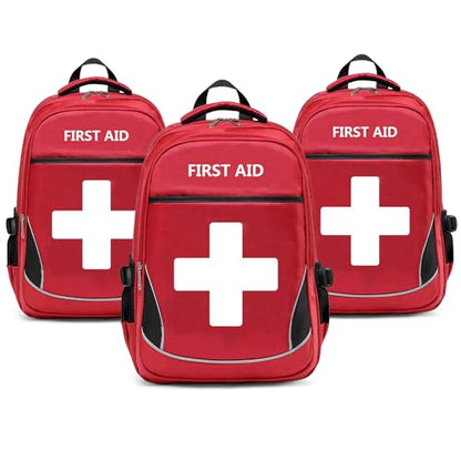 First Aid Bag Empty Red Emergency First Responder Trauma Multi-Pocket Traveling Field Trips Camping Essentials (Red, Pack of 3) - color: Red, Pack of 3