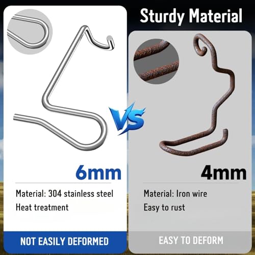 Fence Stretcher Tool Kit - 50-Pack 1/4" Wire Tightener Clips + Heavy-Duty Handle for Barbed Wire, Chain Link & Farm Fencing - Rust-Resistant Tensioner for Ranch, Garden, Pasture - style: 50-Pack