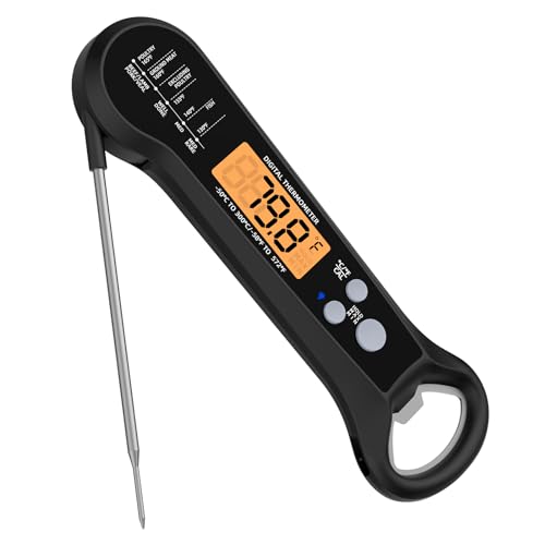 Instant Read Meat Thermometer for Grill and BBQ, Black - color: Black