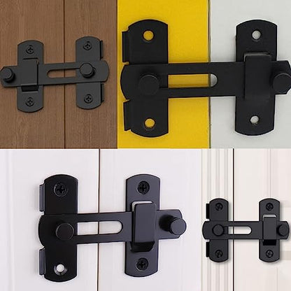 Flip Lock Barn Door Latch 4 Pack Door Latches Small Black Safety Door Glide Sliding Wine Cabinet Closet Gate for Bathroom Garden Cabinet Window