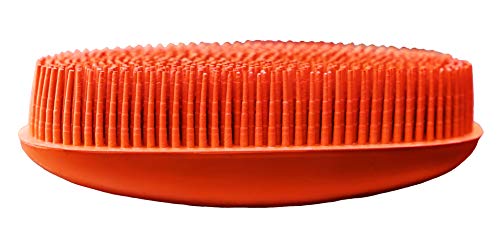 Grewal Equestrian Oval Face Grooming & Bathing Curry Brush for Horses, Dogs, Cats, & Other Pets - Very Soft Bristles (Orange) - color: Orange