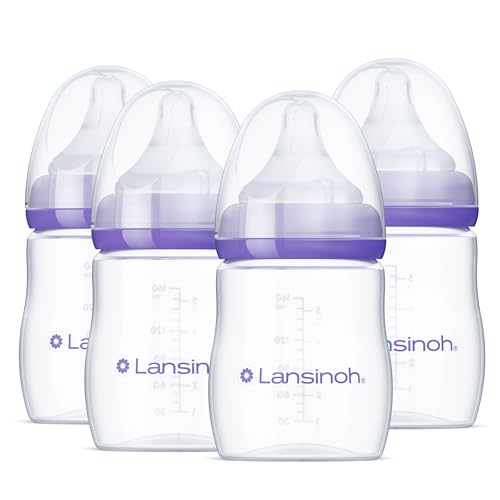 Lansinoh Anti-Colic Baby Bottles, 5 Ounces, 4 Count - style: 5 Ounce, XS Flow, 4 Count