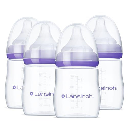 Lansinoh Anti-Colic Baby Bottles, 5 Ounces, 4 Count - style: 5 Ounce, XS Flow, 4 Count