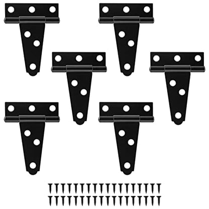 Murtenze 6Pack 2 Inch Black T-Strap Shed Hinge - color: Black, size: 2 Inch - 6Pack