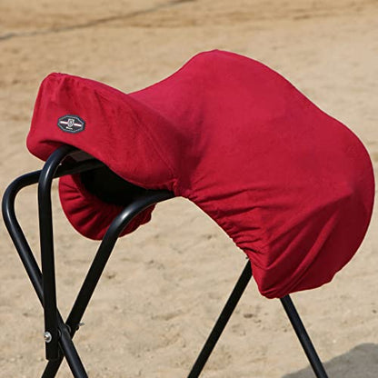 Harrison Howard Fleece Saddle Cover for GP/Close Contact Saddles, Dust Protection, Machine Washable, Elastic Fit - Red - color: Red, size: GP/CC-One Size