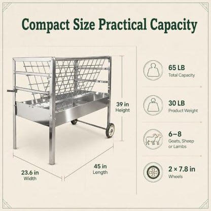 Sheep Feeder, 2 in 1 Livestock Feeder Hay and Grain Feeder for Goats Lambs