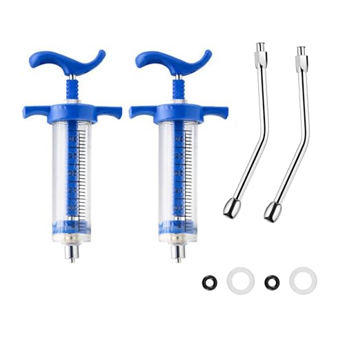 2Pcs Reusable Goats Syringe, 2 Drench Nozzle Adjustable Dosage Drench Gun Syringe for Bird, Cattle, Sheep, Goats, Horse, Pig, Dog Supplies, Pet Water Filler Tool (XM-30ML) - size: XM-30ML