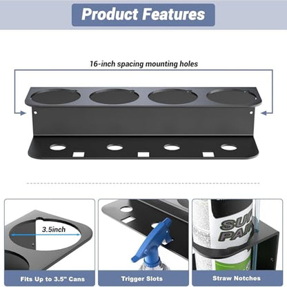 WALMANN Wall Mount Spray Bottle Holder, Metal Spray Can Storage Rack - style: Holds 16 Cans