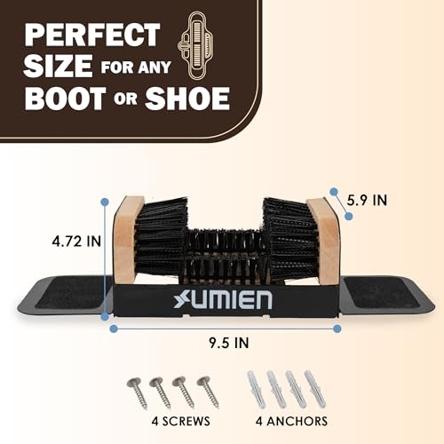 Umien Boot Scraper Outdoor Shoe Brush with Flaps, for Mud, Dirt & Snow | Heavy-Duty Outdoor Use, Weather-Resistant, Durable Bristles, Freestanding