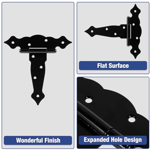 TDCHINGES Gate Hinges Heavy Duty 6 Inch 4 Pack T Strap Garden Shed Doors - size: 4Pack-6inch