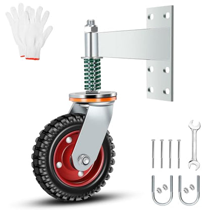 8 Inch Heavy Duty Fence Gate Wheel 600lb Capacity for Metal Tube Gates | 360 Degree Rotation Spring Loaded Caster Includes Screws and Screwdriver Durable Wheel for Smooth Gate Operation (Silver) - size: 8INCH SILVER