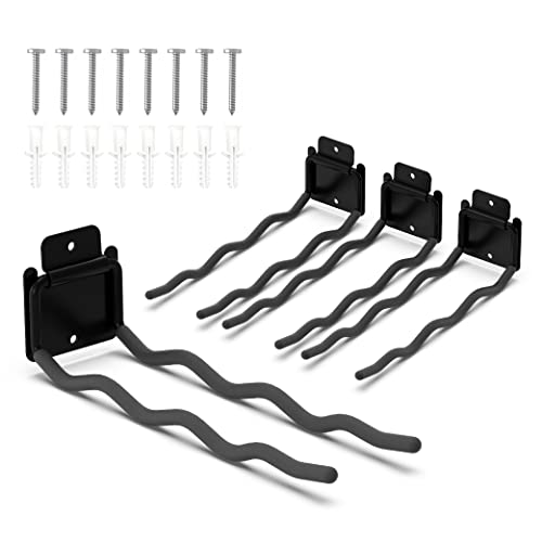HUHOLE 4 Pack 12 Inch Wave Garage Hooks Wall Mount Hangers