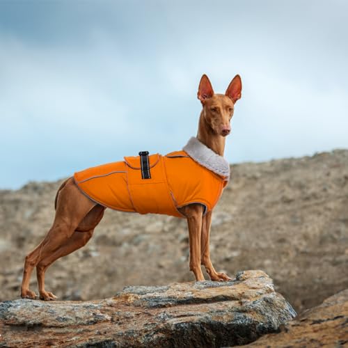 Lelepet Dog Coat Waterproof Dog Jacket Fleece Vest with Adjustable Buckle - color: Orange, size: S