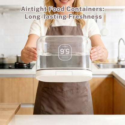LEAWALK 5-8Lbs/5.92Qt/5.6L Airtight Dog Cat Food Storage Container and Pet Storage Bin BPA-Free. PET Clear Stackable Dog Treat Containers for Pet Food/Rice/Dry/Cereals/Flour/Sugar/Bread - color: White-5.6L-C