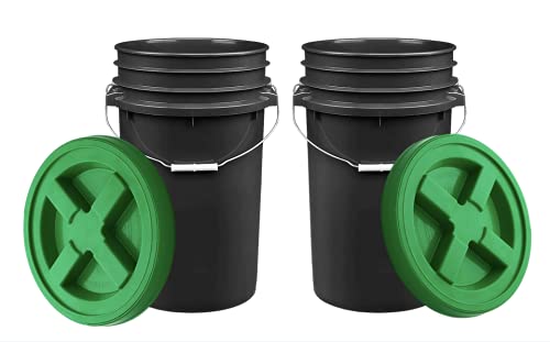 House Naturals 7 Gallon Large Bucket with Air Tight Screw On Lid- Food Grade BPA Free(Pack of 2) Made in USA