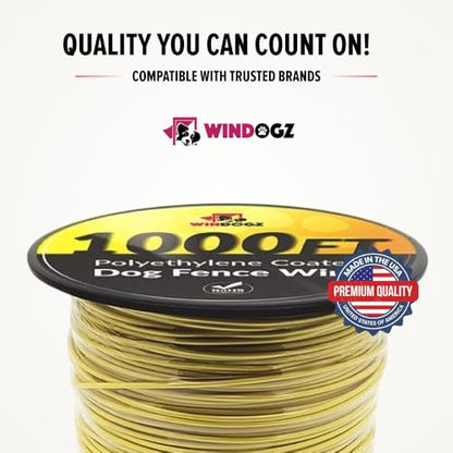 Dog Fence Wire for Electric Dog Fence System, 1000 ft, Covers 1 Acre Area, Easy to Install, Compatible with reputable Underground Fence Brands, Durable, 20 Gauge Wire .025 Polyethylene Coated - size: 1000 FT