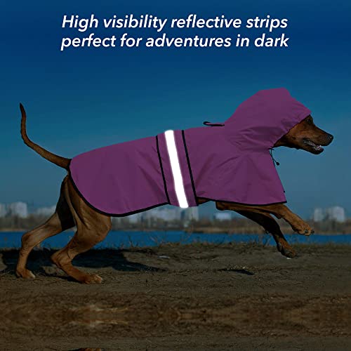 Reflective Dog Rain Coat - Waterproof Adjustable Pet Rain Jacket, Lightweight Dog Hooded Poncho Raincoat for Small to X- Large Dogs and Puppies (Pink, Large) - color: Pink, size: Large