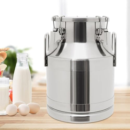 Stainless Steel Milk Can,10L-60L Milk Bucket Wine Pail Bucket With Faucet,Milk Can Tote Jug for Milk Wine Liquid Storage Container (2.6 Gal / 10 L Without Faucet) - size: 2.6 Gal / 10 L Without Faucet