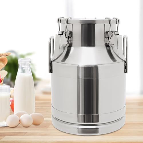 2.64Gal Stainless Steel Milk Can Milk Jug with Lid Sealed Wine Pail Bucket Heavy Duty Transport Barrel Liquid Storage Container for Home, Farm (10L/2.64Gal 201 SS) - size: 337.9 Ounces