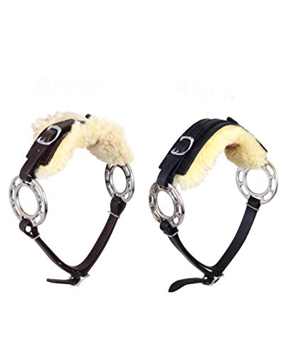 Black/Brown Hackamore Bitless Horse Bit English Western Adjustable Padded Fur Original Leather Bridle Equestrian Tack