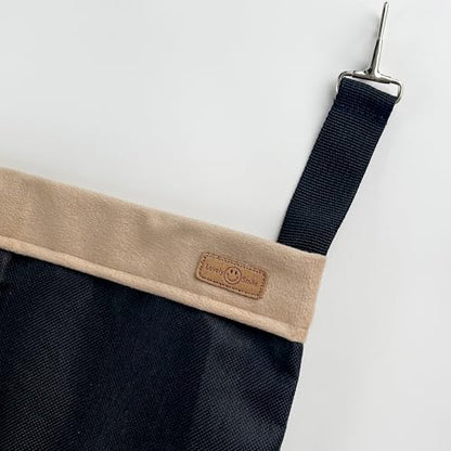 Rabbit Hay Feeder Bag for Guinea Pigs and Chinchillas | Chew Proof Washable Oxford Cloth Hay Rack, Timothy Hay Holder, Hanging Double Hole Black Oxford Cloth