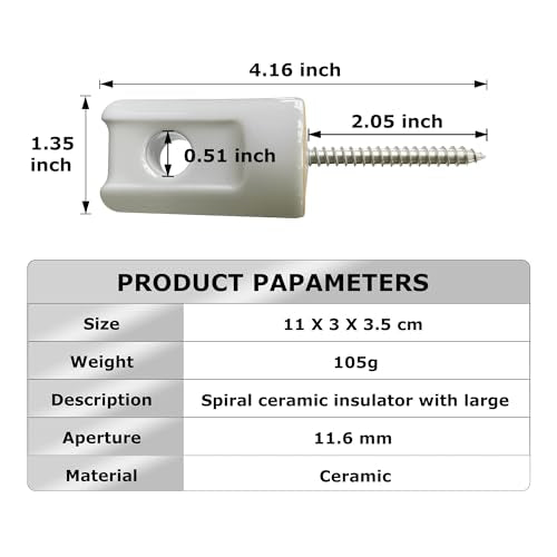 Electric Fence Ceramic Insulator, Heavy Duty Lag Screws 50 PCS - style: 50 PCS