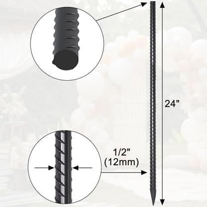 24 Inch Straight Rebar Stakes 16 Pack 1/2 Inch Diameter Metal Stakes - size: 24"-Φ1/2"-16pcs