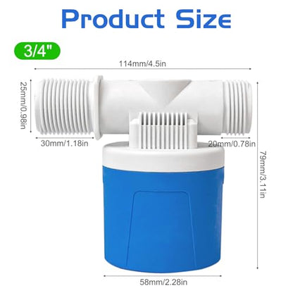2 Pack 3/4" Water Float Valve For Water Tank Water Trough Pool Livestock - size: 3/4" Side Inlet (2 Pack)