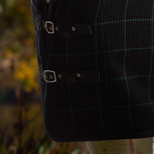 Equinavia Luftig Waffle Cooler | 100% Cotton - Black/Hunter Green - 68 in - color: Black/Hunter Green, size: 68 in