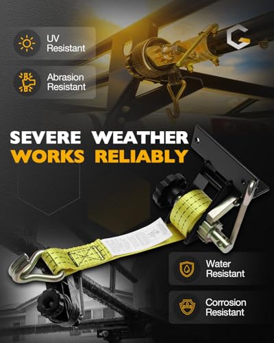 Lumber Rack Straps, Ladder Rack Ratchet Strap, 1.4" Black Square Tube Mount - color: Yellow (2 pcs), size: Black Square Tube