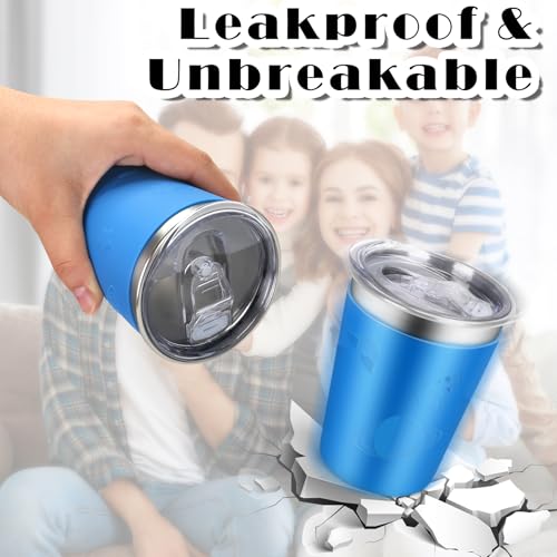 ShineMe Stainless Steel Cups for Kids, 12oz Kids Cups with Stainless Steel Straws and Leak Proof Lids, Unbreakable Metal Tumbler with Colorful Sleeves for Heat/Cold Insulation 6 Pack - color: purple/red/yellow/blue/green/pink