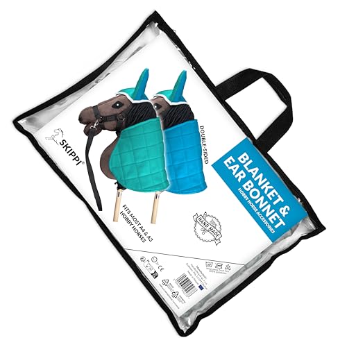 SKIPPI Reversible Blanket and Fly Cover for Hobby Horse - Mint and Blue, Hobby Horse Accessories