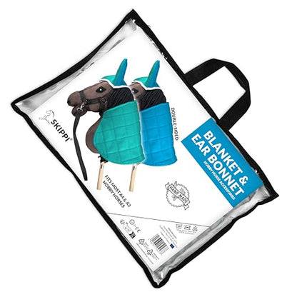 SKIPPI Reversible Blanket and Fly Cover for Hobby Horse - Mint and Blue, Hobby Horse Accessories