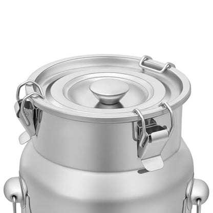 Thickened Stainless Steel Milk Can Large Liquid Container Storage,Stainless Steel Milk Bucket with Sealing Lid and Carry Handle,for Wine, Oil Storage Transport (5L/1.3Gal) - size: 5L/1.3Gal